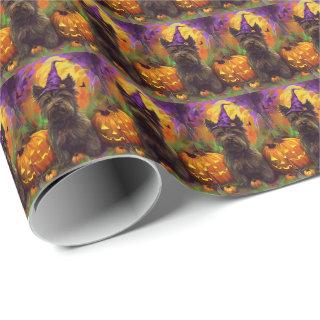 Spooky Skye Terrier Dog Halloween Witch Pumpkin