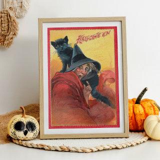 Spooky Vintage Halloween Witch with Black Cat Tissue Paper