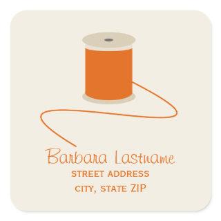 Spool of Orange Thread Address Sticker