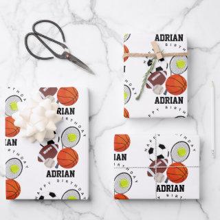 Sports Athletic Balls Personalized Name Birthday  Sheets