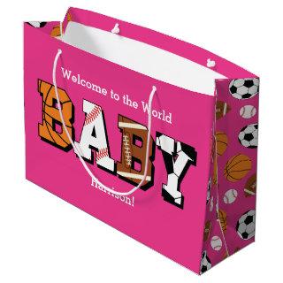 Sports Baby Shower Pink Girl Large Gift Bag