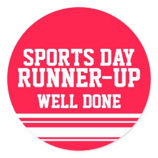 Sports day runner-up well done sticker red