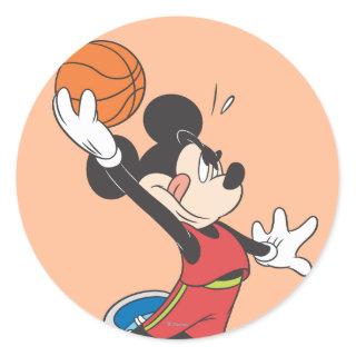 Sporty Mickey | Dunking Basketball Classic Round Sticker