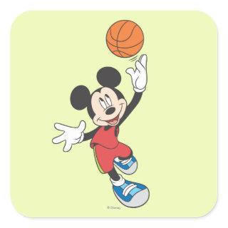 Sporty Mickey | Throwing Basketball Square Sticker