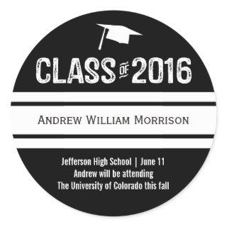 Sporty Prep Graduation Cap Class of 2016 Classic Round Sticker