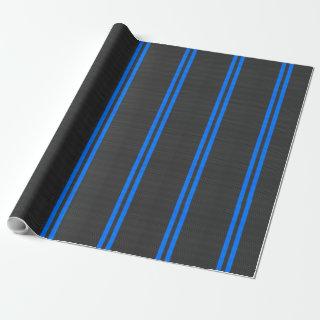 Sporty Sky Blue Carbon Fiber Style Racing Stripes
