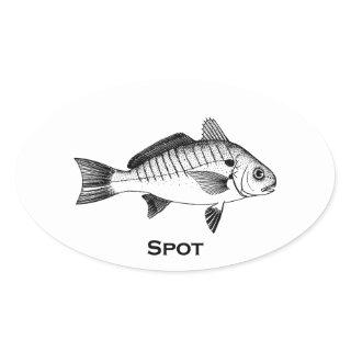 Spot Fish (titled) Oval Sticker