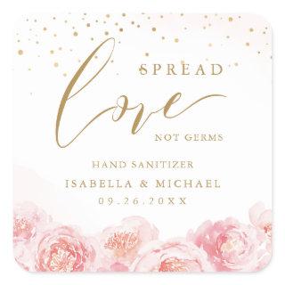 Spread Love Hand Sanitizer Floral Wedding Favor Square Sticker