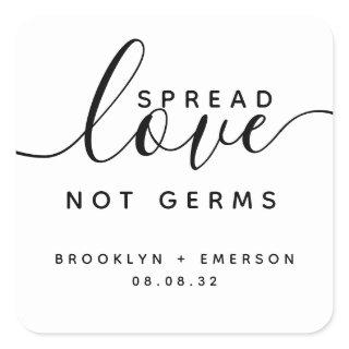 Spread Love Not Germs Wedding Hand Sanitizer Square Sticker