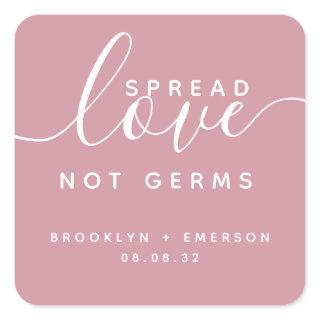 Spread Love Not Germs Wedding Hand Sanitizer Square Sticker