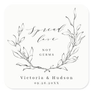 Spread Love Simple elegance botanical wreath Square Sticker