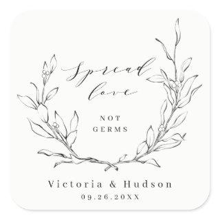 Spread Love Simple elegance botanical wreath Square Sticker