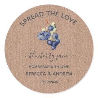 Spread The Love Blueberry Jam Kraft Paper Favor  Classic Round Sticker