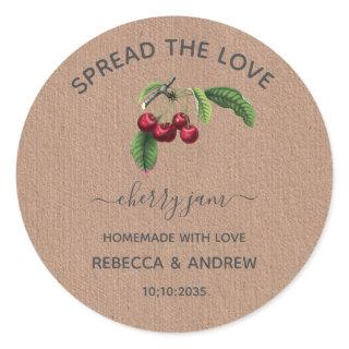 Spread The Love Cherry Jam Kraft Paper Favor Classic Round Sticker