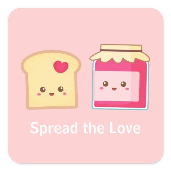 Spread the love with Cute Toast and Jam Square Sticker