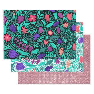 Spring Black Flowers Leaves Illustration Pattern  Sheets