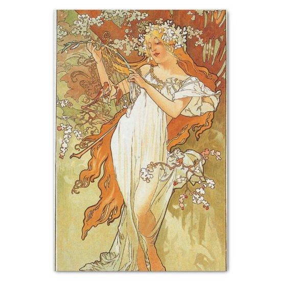 Spring by Alphonse Mucha Tissue Paper