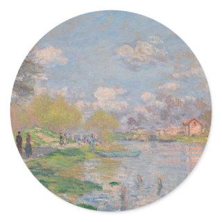 Spring by the Seine by Monet Impressionist Classic Round Sticker