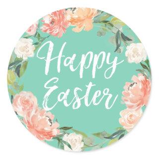 Spring Floral Mint Blush Easter Classic Round Sticker