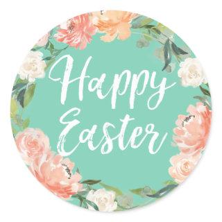 Spring Floral Mint Blush Easter Classic Round Sticker