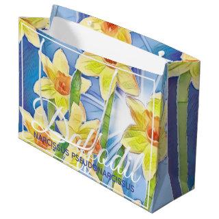 Spring Flower Yellow Daffodil and Blue Sunshine Large Gift Bag