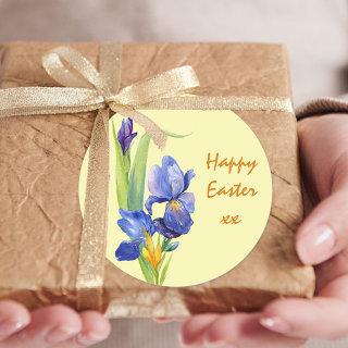 Spring Flowers - Pastel Yellow Happy Easter Classic Round Sticker