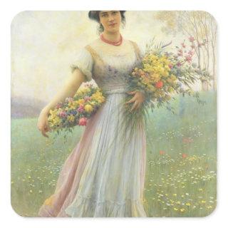 Spring Flowers Square Sticker