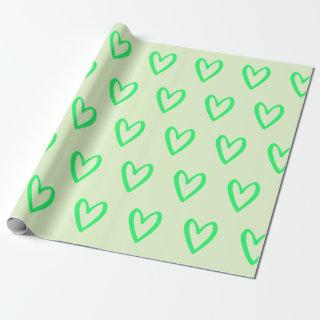 Spring Green on Light Green Handdrawn Hearts