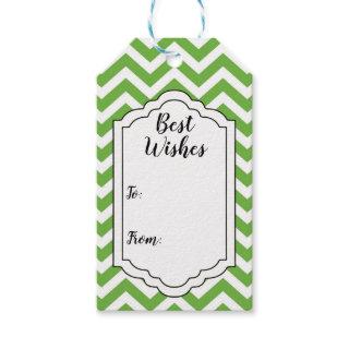 Spring Green & White Chevron Wedding Birthday Gift Tags