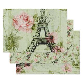 spring mint pink floral french paris eiffel tower  sheets