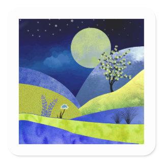 Spring Moonrise Square Sticker
