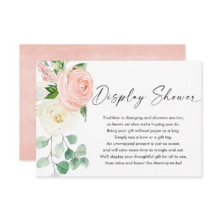 Spring pink white floral greenery display shower enclosure card