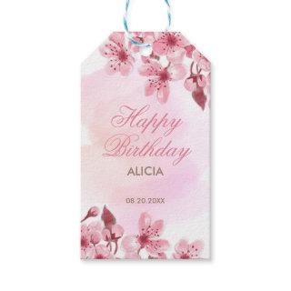 Spring Sakura Cherry Blossom Pink Cream Birthday Gift Tags