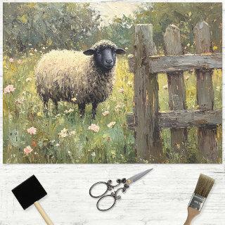 Spring Sheep Digital Oil Painting Decoupage Tissue Paper
