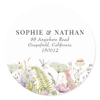 Spring Summer Wildflower Wedding Round Stickers