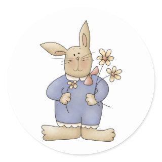 Spring Time · Easter Bunny with Flowers Classic Round Sticker