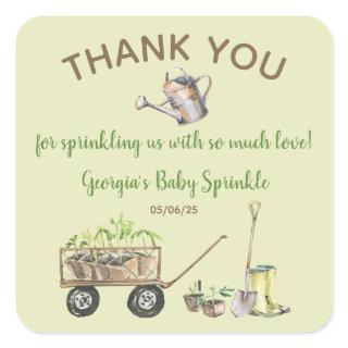 Spring Vegetable Garden Watering Can Baby Sprinkle Square Sticker