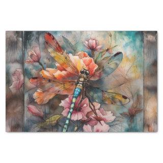 Spring Watercolor Dragonfly Decoupage Paper