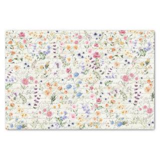 Spring Wildflower Handwriting Script Decoupage Tissue Paper