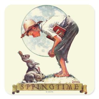 Springtime, 1935 boy with bunny square sticker