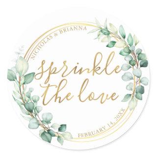 Sprinkle The Love Gold Greenery Eucalyptus Fancy Classic Round Sticker