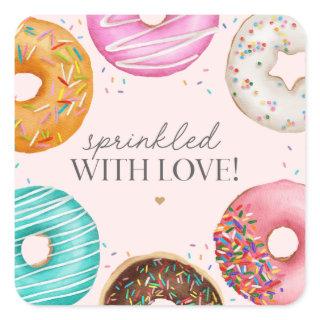 Sprinkled Donut Baby Sprinkle Party Favor Square Sticker