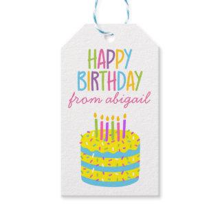 Sprinkles Birthday Cake Personalized Gift Tags