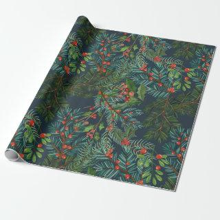 Spruce branches and omella Christmas pattern Wrapp