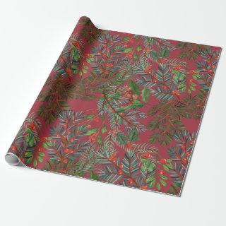 Spruce branches and omella Christmas pattern Wrapp