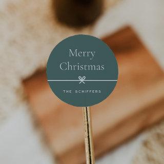Spruce | Modern Bow Simple Minimal Christmas Classic Round Sticker