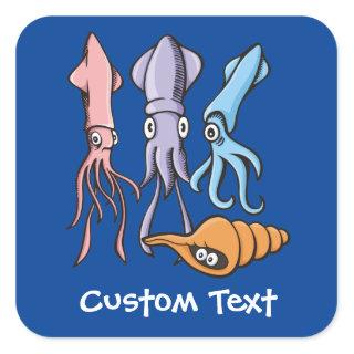 Squid Cartoons Square Sticker