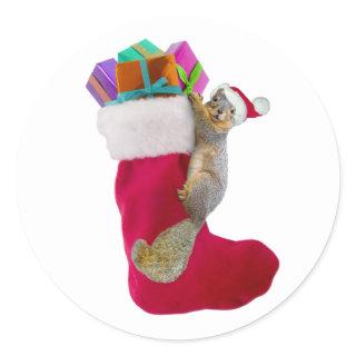 Squirrel Christmas Stocking Sticker