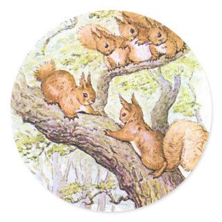 Squirrel Meeting Classic Round Sticker