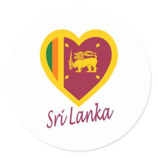 Sri Lanka Flag Heart Classic Round Sticker